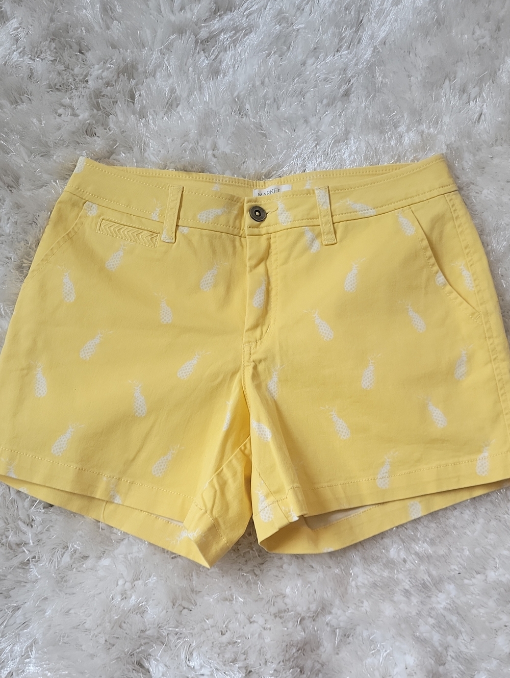 Market & Spruce Yellow Pineapple-Print Women's Bermuda Shorts